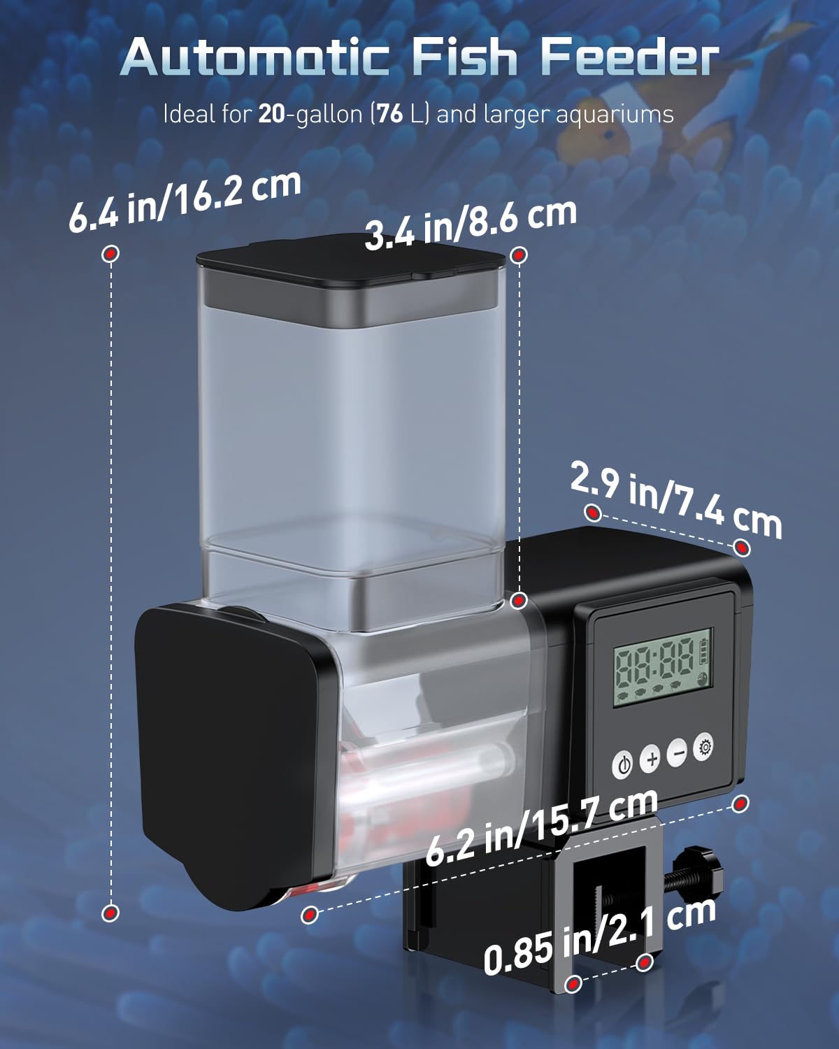 Pawfly Aquarium Automatic Fish Feeder 200/450 mL Auto Fish Food Dispenser