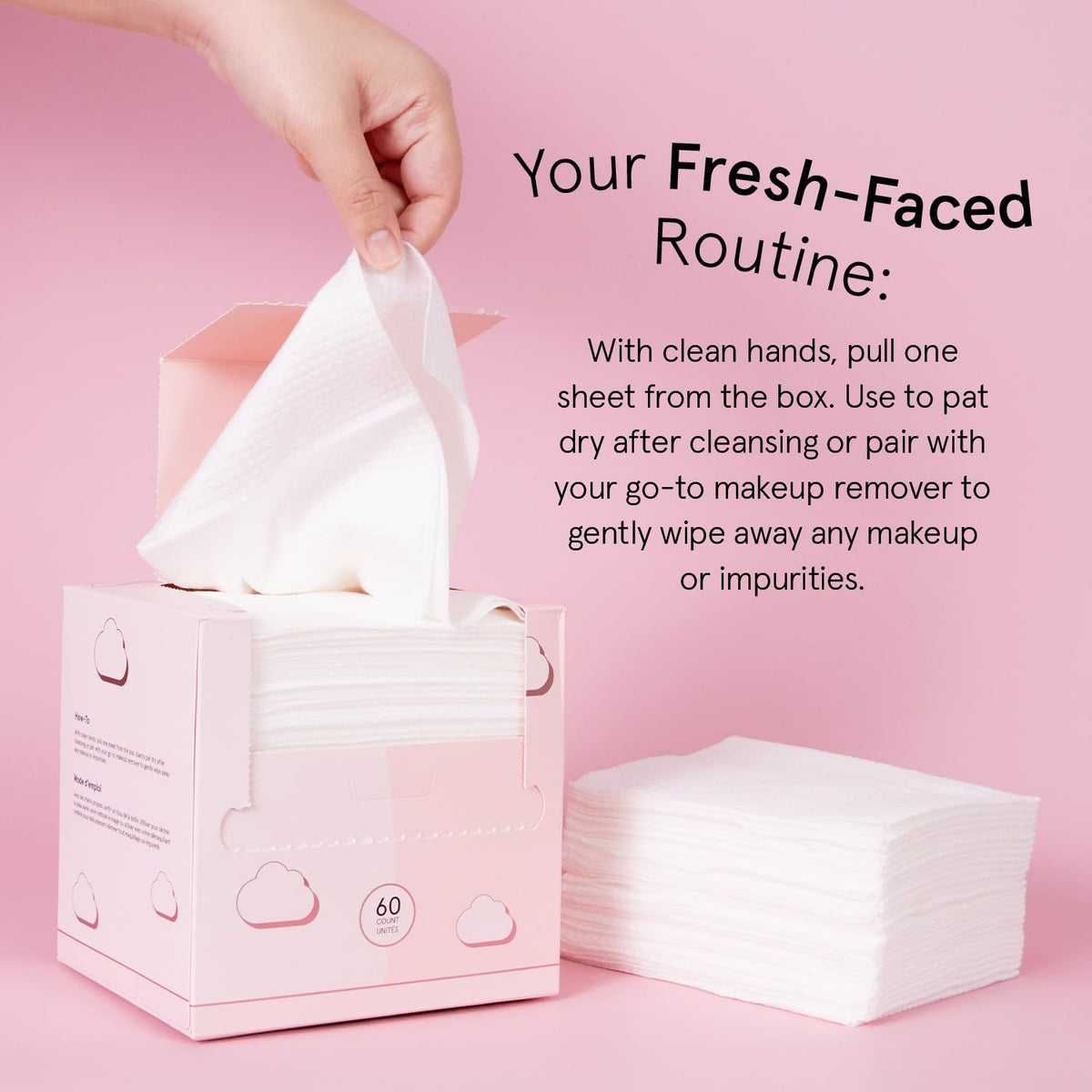 grace & stella Face Towels Disposable XL- Travel Essentials (60 Count)