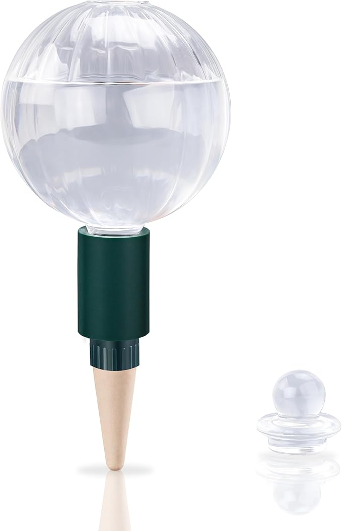 23 oz Extra Large Plant Watering Globes Top Fill, Clear Glass Water Bulbs with Terracotta Spikes Stake, Vacation Slow Release Self Watering Planter Insert, Automatic Drip Device, 1 Pack