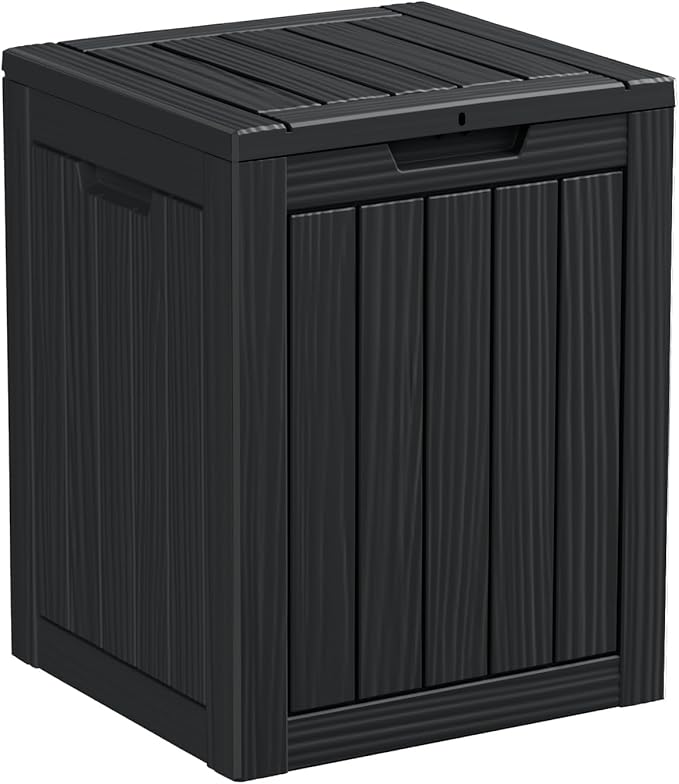 DRATO Deck Boxes, 31 Gallon Outdoor Storage Box for Patio Cushion, Sports Equipment, Garden Tools, Waterproof and UV Resistant, Lockable (Black)