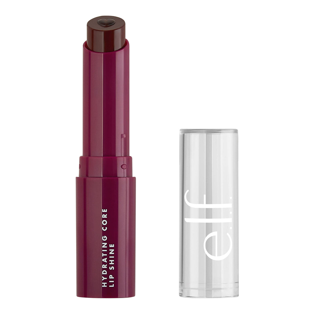 e.l.f. Hydrating Core Lip Shine with Shea Butter & Vitamin E, Tinted Lip Balm for A Smooth, Glossy Finish & Long-Lasting Moisture, Ecstatic Deep Berry