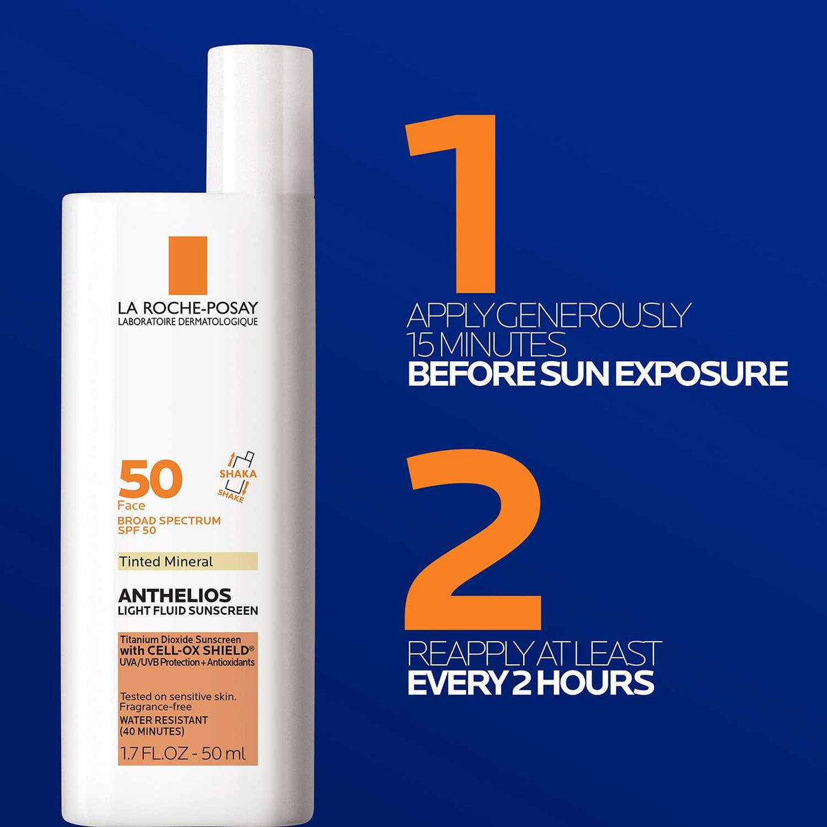 La Roche-Posay Anthelios Tinted Mineral Sunscreen for Face SPF 50, Light