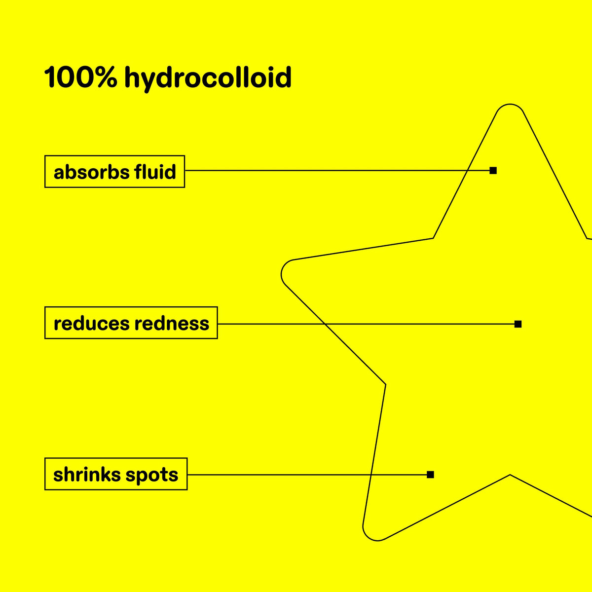 Starface Hydro-Star® Yellow Hydrocolloid Star-Shaped Pimple Patch, 36 ct