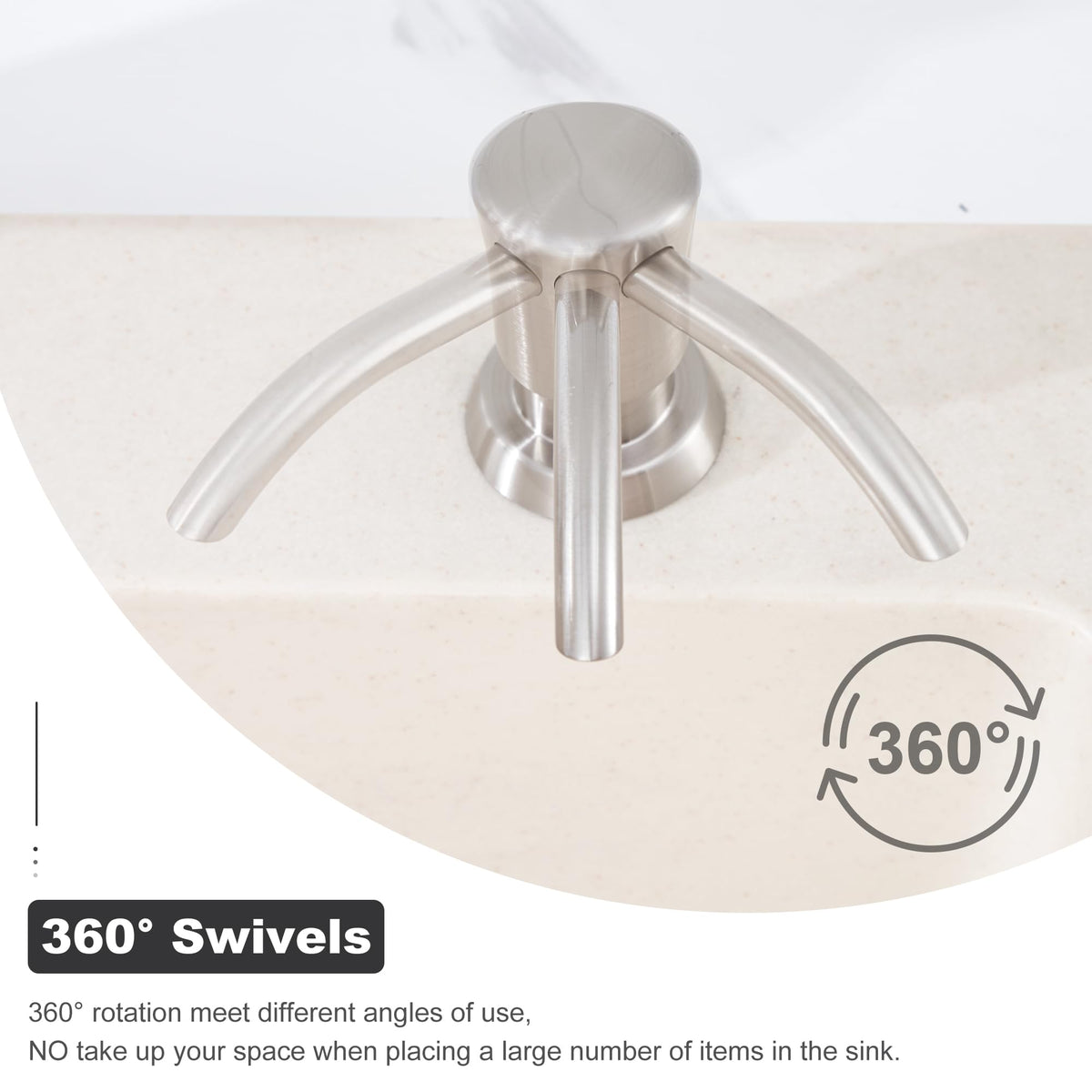 GAGALIFE Dish Soap Dispenser for Kitchen Sink, 17 oz Bottle, Brushed Nickel
