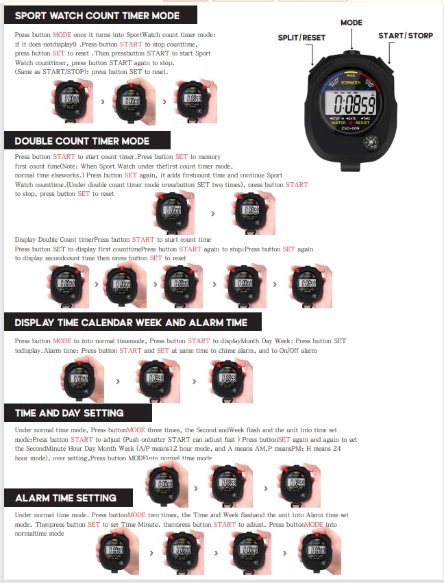 Pgzsy 2 Pack Multi-Function Electronic Digital Sport Stopwatch Timer, Large Display with Date Time and Alarm Function,Suitable for Sports Coaches Fitness Coaches and Referees,Pgzsy - style: 2pack