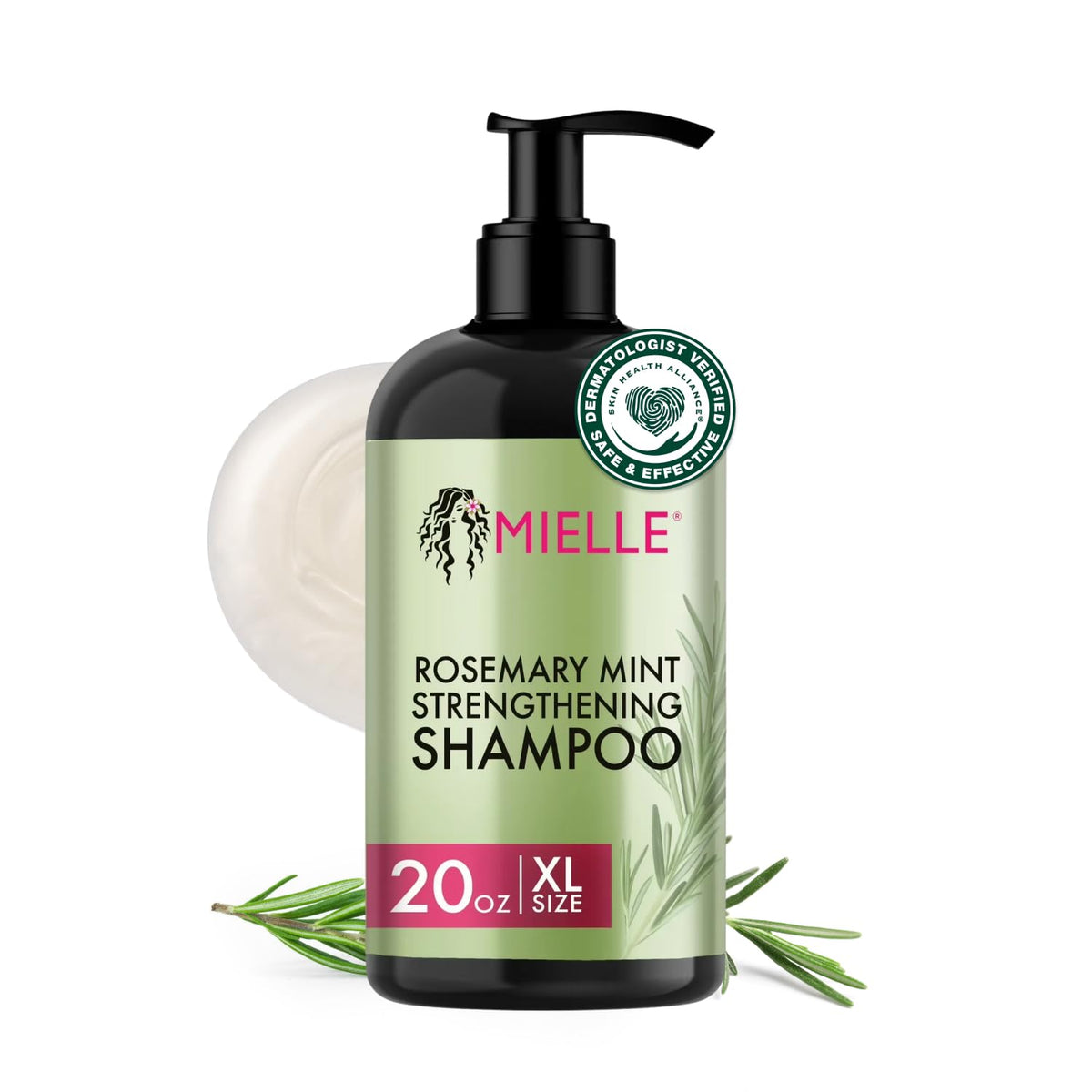 Mielle Organics Rosemary Mint Hair Strengthening Biotin Shampoo - Moisturizing Hair Shampoo for Women and Men to Gently Cleanse, Repair & Protect Strands (20 oz)