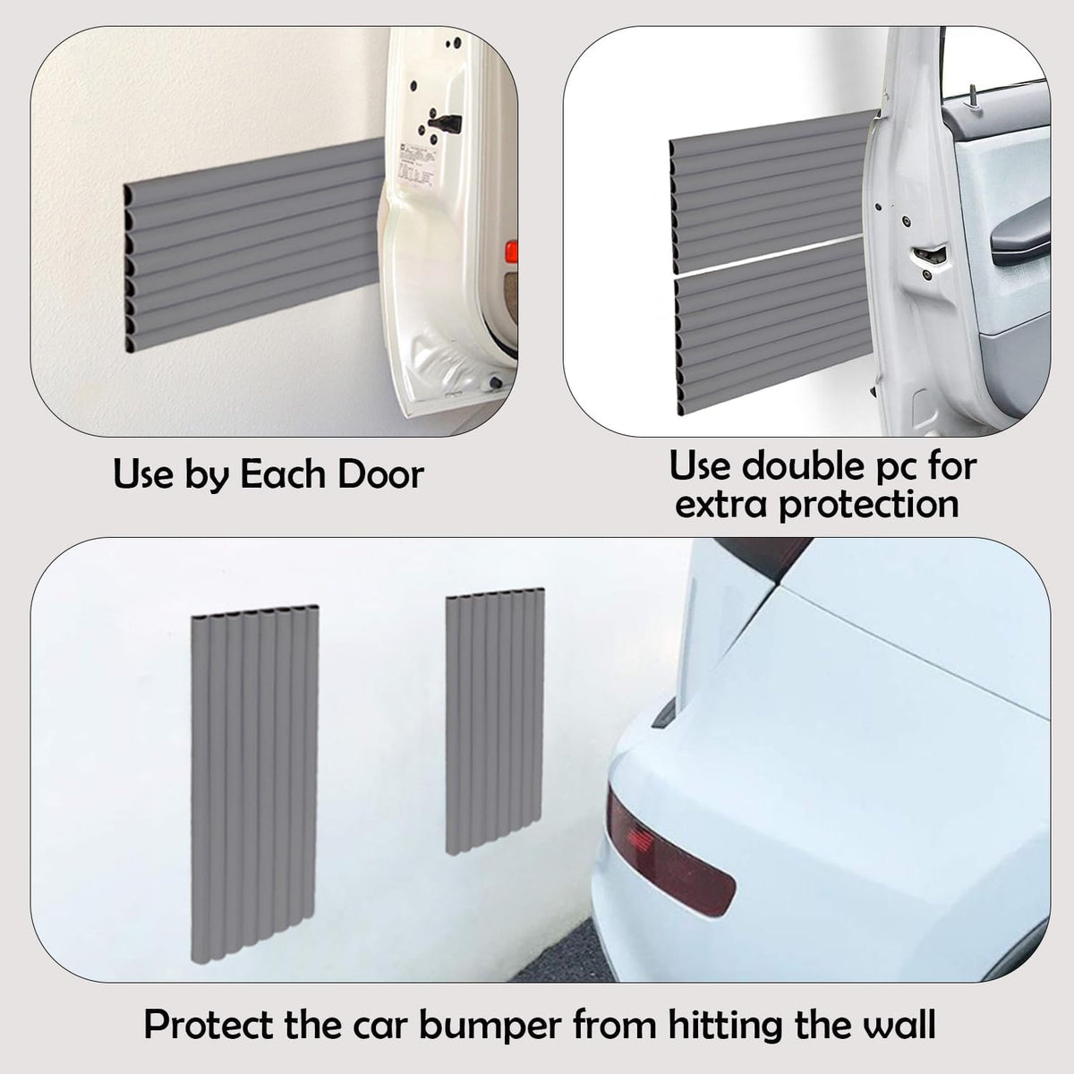 Rubber Bond Garage Wall Protectors - 4in x 12ft Strong Self-Adhesive Rubber Bumper Protectors for Garage Walls - Waterproof and Anti-Scratch Garage Wall Protector for Car Doors (Grey)