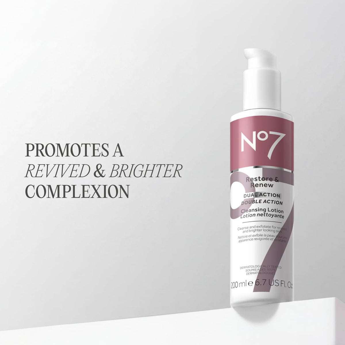 No7 Restore & Renew Dual Action Cleansing Lotion, 6.7 Fl oz
