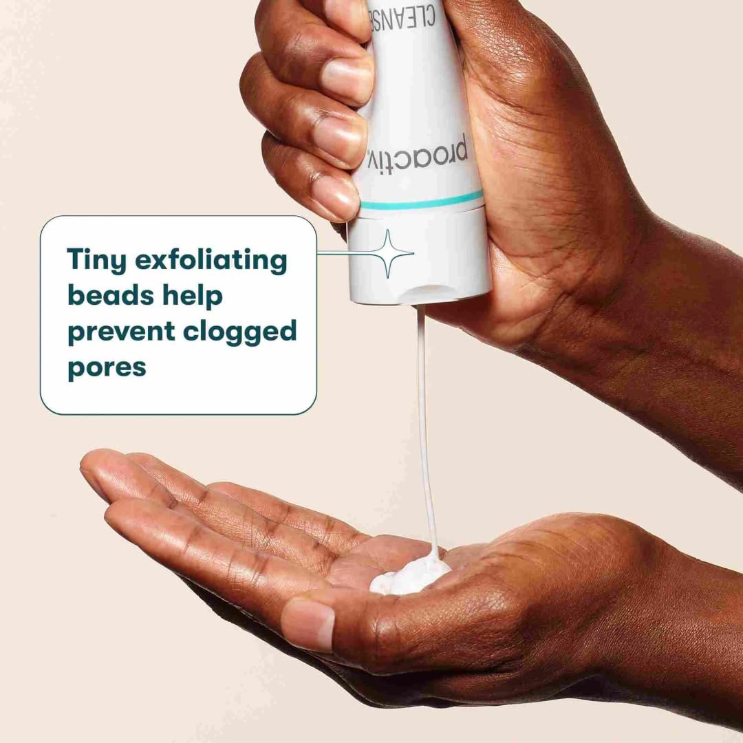 Proactiv Acne Cleanser - Benzoyl Peroxide Face Wash and Acne Treatment - Daily Facial Cleanser and Hyularonic Acid Moisturizer with Exfoliating Beads - 90 Day Supply, 6 Fl Oz
