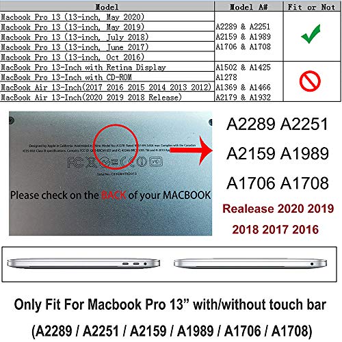RUBAN Compatible with MacBook Pro 13 inch Case 2023, 2022, 2021-2016 M2 M1 A2338 A2289 A2159 A2251 A1989 A1708 A1706 with/Without Touch Bar, Snap On Hard Shell Case Cover (Crystal Clear) - color: Crystal Clear