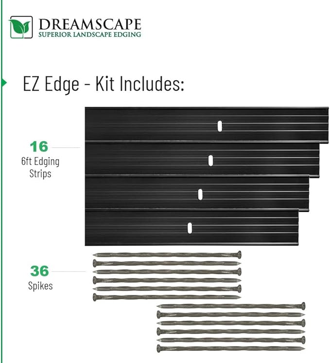 Dreamscape E-Z Edge Aluminum Landscape Edging - 12 Strips, 6ft Each (72ft Total), Brown - Professional Quality Landscaping Border, Metal Divider for Lawn, Garden, Flowerbed…