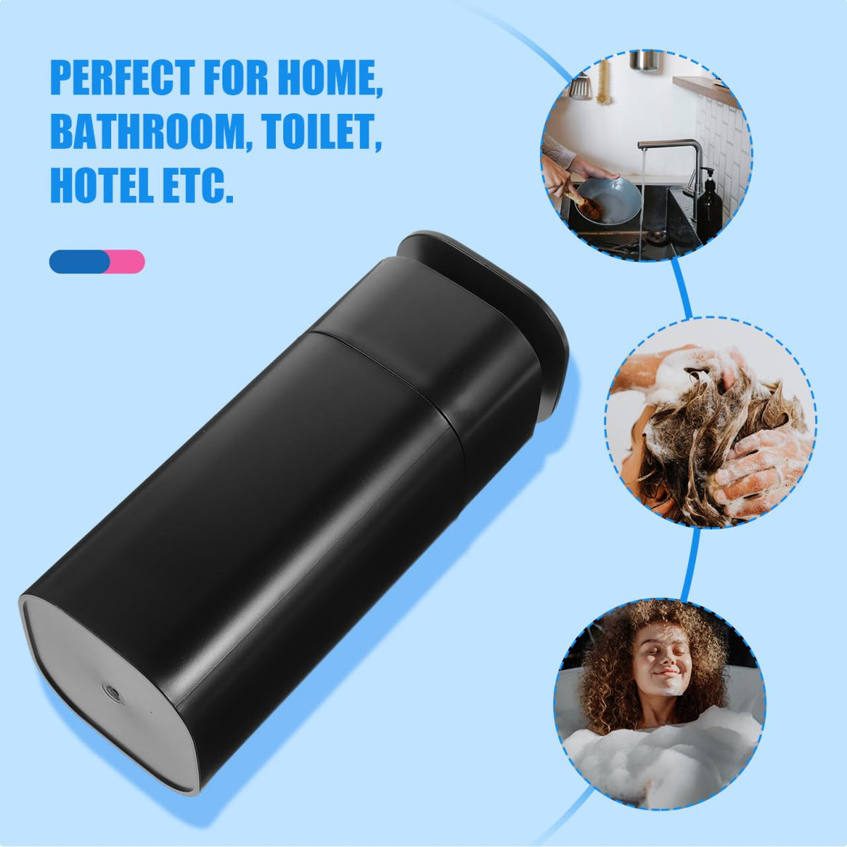 DOITOOL Push Down Empty Pump Dispenser Bottle, Push Down Liquid Pumping Empty Bottle Dispenser for Nail Polish and Makeup Remover, 2.75 x 2.75 x 7inch, Black