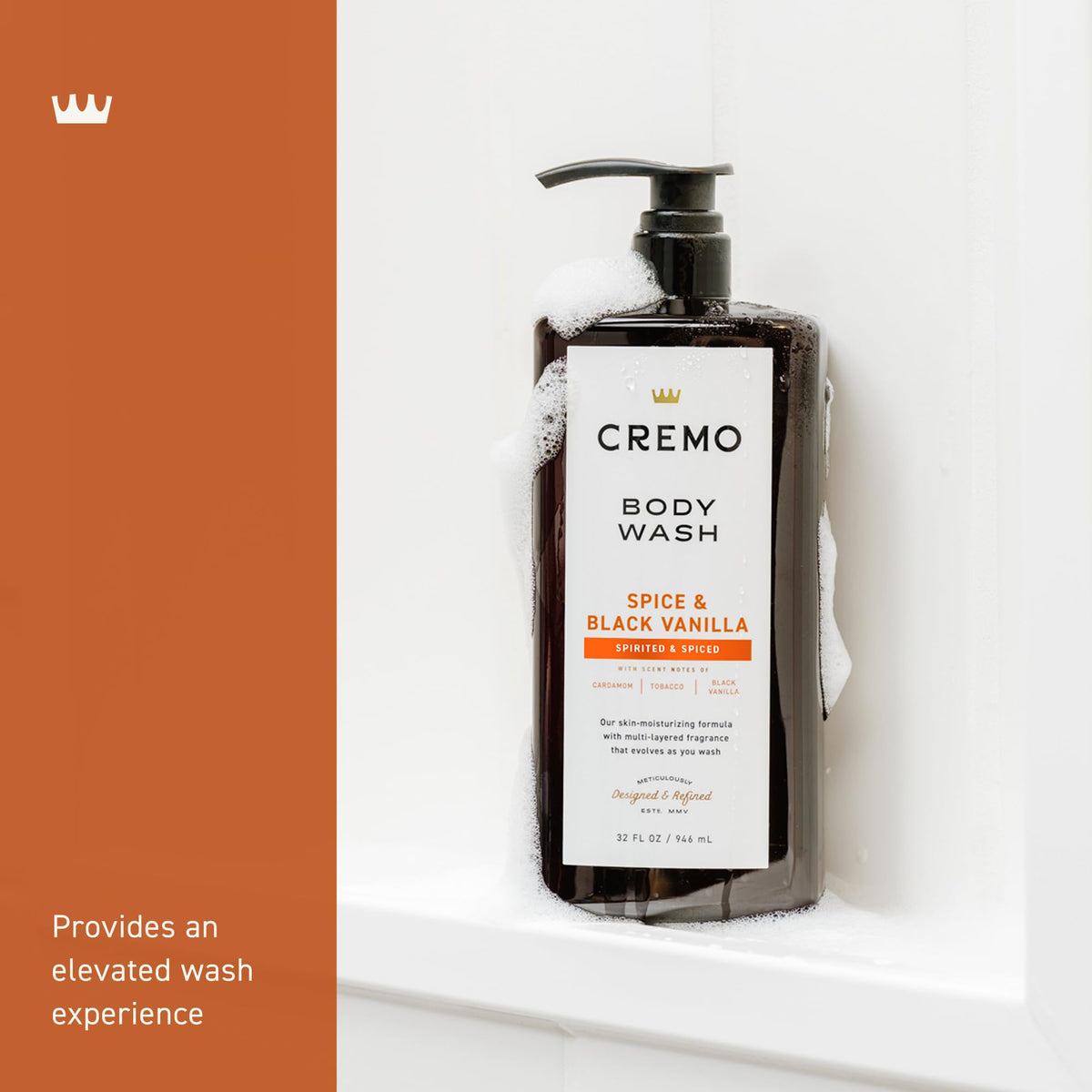 Cremo Body Wash for Men, Spice & Black Vanilla, 32 Fl Oz