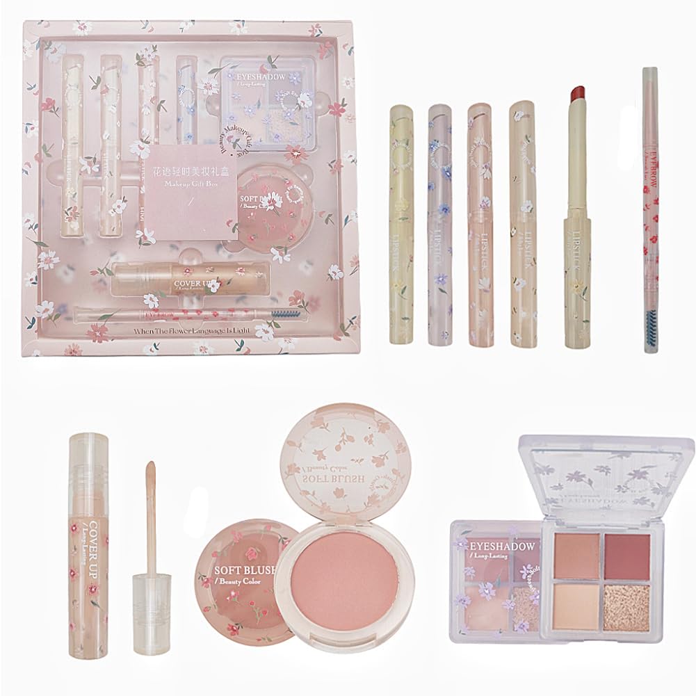 8Pcs Makeup Kit, Lipstick & Eyeshadow, Makeup Set for Teens &Girls