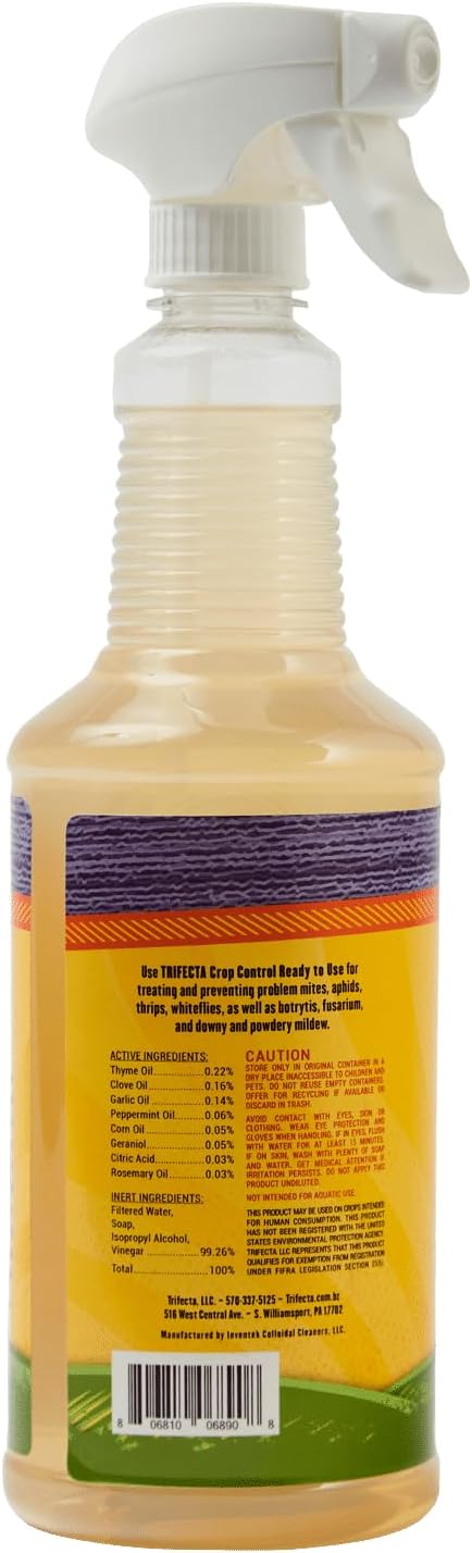 Trifecta Crop Control Insecticidal Soap for Plants | All Natural Fungicide for Plants | Spider Mite Killer Indoor Plants, Food Safe Pesticide, Herbicide, Spider Mites Spray for Plants (32oz - 2 Pack)
