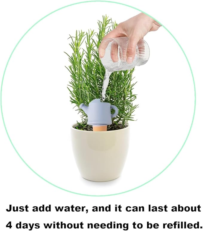4-Pack Self-Watering Terracotta Spikes for Plants, Automatic Plant Watering Stakes, Keeps Plants Hydrated While You're Away, Ideal for Indoor & Outdoor Use (Teapot Design)