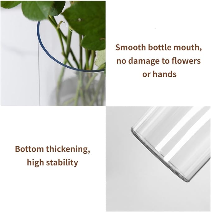 Clear Flower Vase, Non-breakable Vases, 4" W x 16" H, Acrylic Vase, Aesthetic Room Decor Cylindrical Modern Flower Vases for Table Centerpiece, Home Decor, Women Floral Arrangement Gift