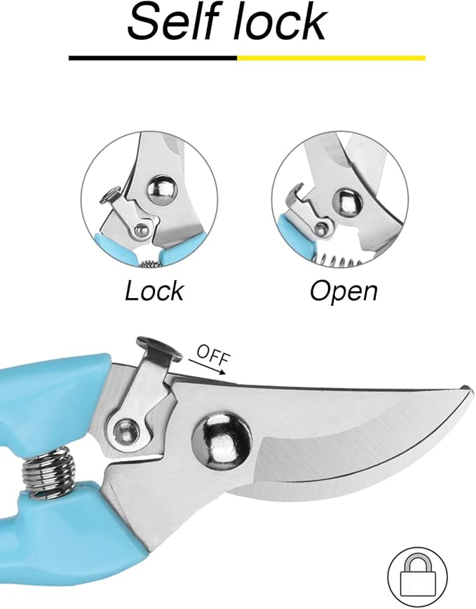 Curve Gardening Scissor with Sharp Stainless Steel Blade Garden Shears for Cutting Flowers Trimming Plants of Yard Florist Flower Rose Herb Hedge Bonsai and Fruits Picking (Green Handle)