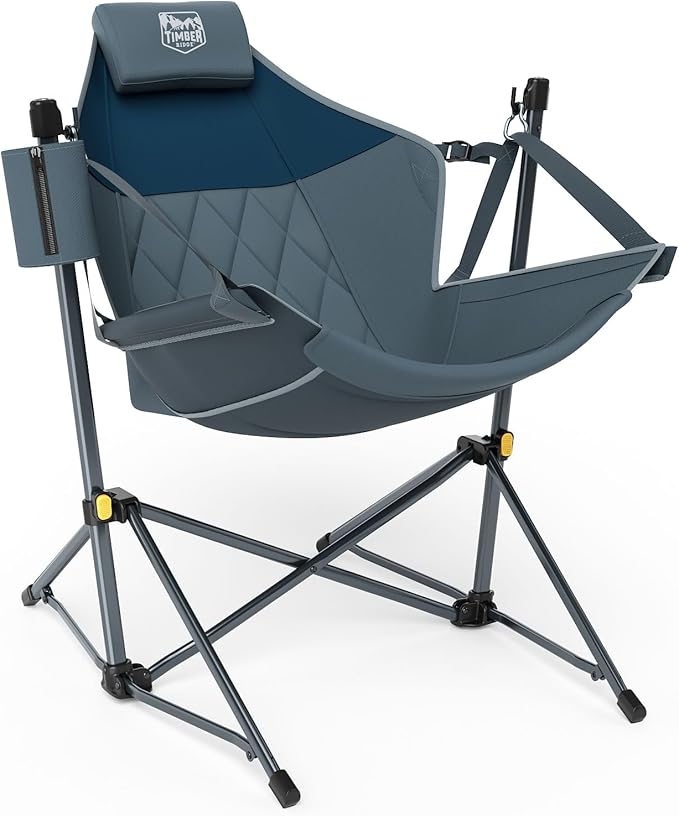 TIMBER RIDGE Hammock Camping Chair with Adjustable Backrest, Heavy Duty Folding Hammock Chair Supports 300lbs, Portable Hammock Chair for Camping, Travelling and Patio, Blue