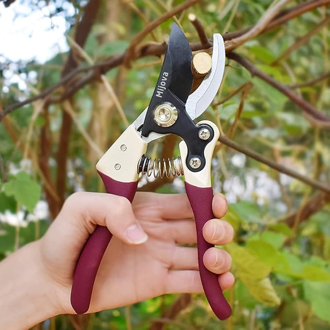 Gardening Scissors, Precision Pruning shears for Branches Shrubs and Vines, High-Carbon SK5 Steel Stays Sharp Longer for Clean Cuts that Promote Plant Health