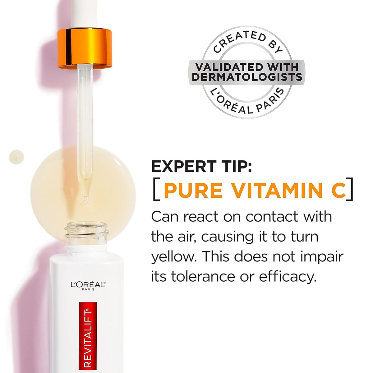 L'Oreal Paris Revitalift 12% Pure Vitamin C Serum, Brightening Serum For Face with Vitamin E, Salicylic Acid, 1 oz + Moisturizer Sample