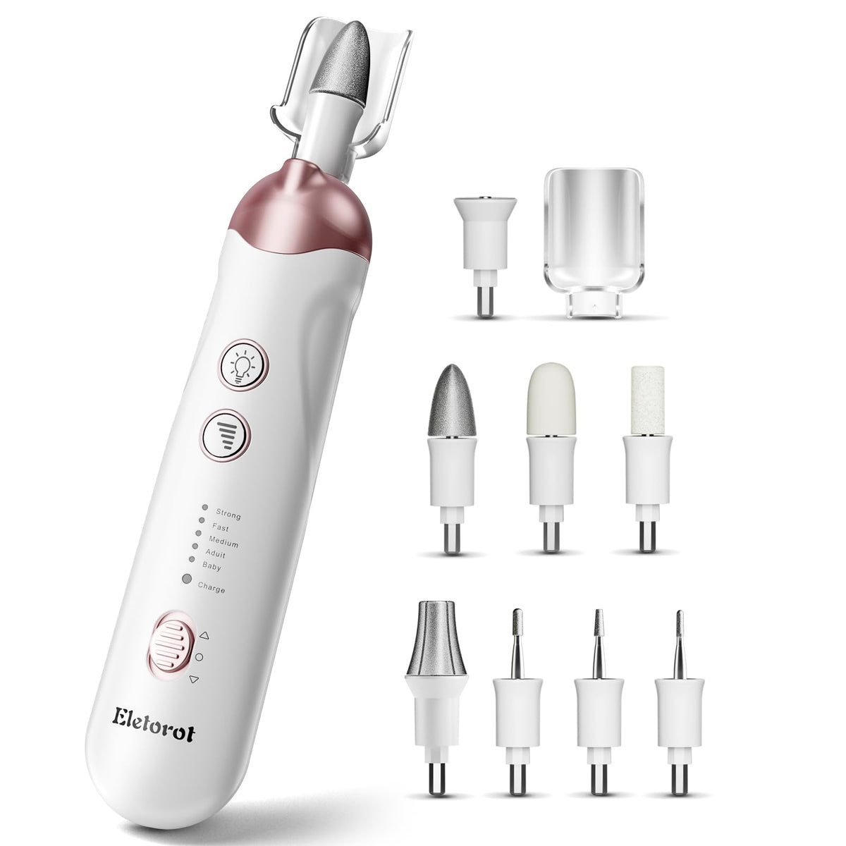 Eletorot Electric Nail File Set, 8 In 1 Professional Manicure And Pedicure Kit, Cordless Pedicure Tools For Feet, 5 Speeds Elect