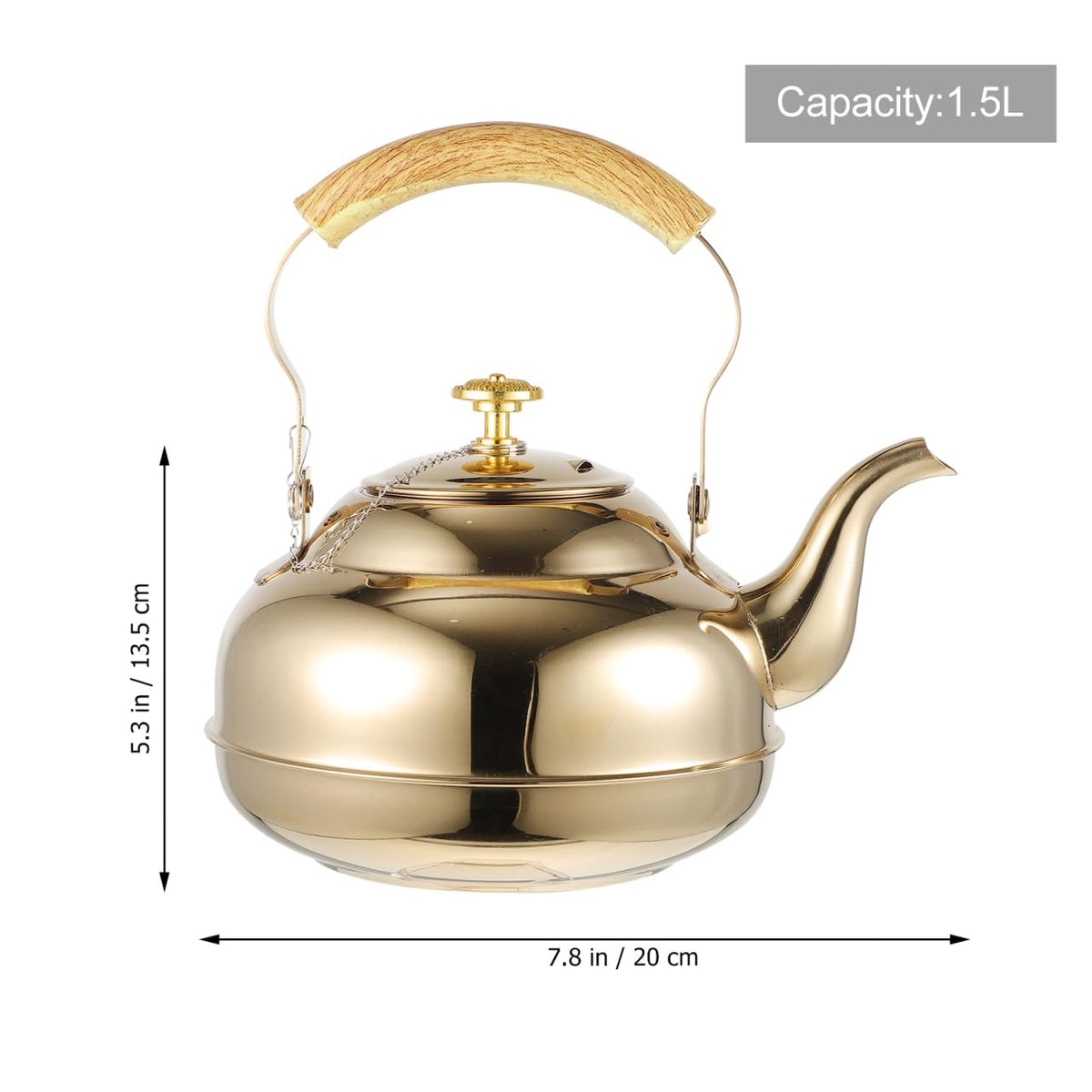 UPKOCH Stainless Steel Teapot with Strainer 2L Golden Tea Pot