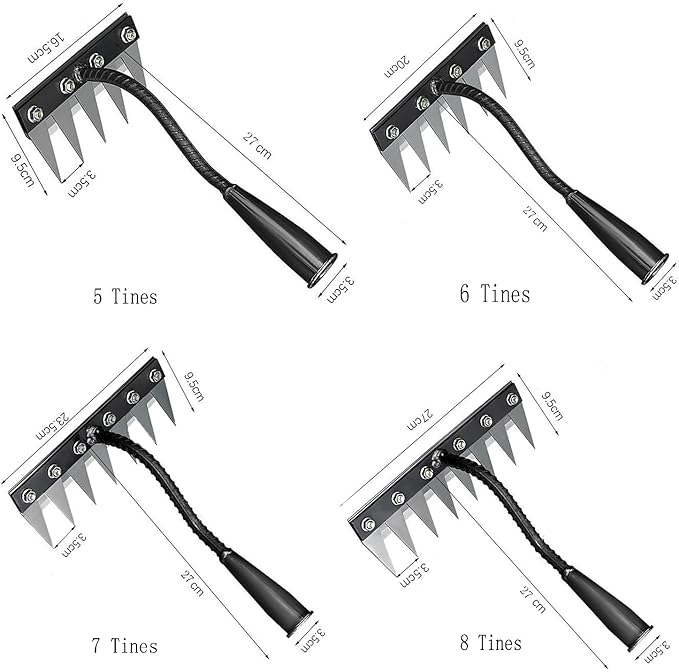 Gardening Hand Weeder Tool,Manual Weeder Tool with Detachable Blades, 4 Sizes High Carbon Steel Dual-Edge Design for Farm Garden Lawn Weed Removal, Soil Cultivation & Root Extraction (8 Tines)