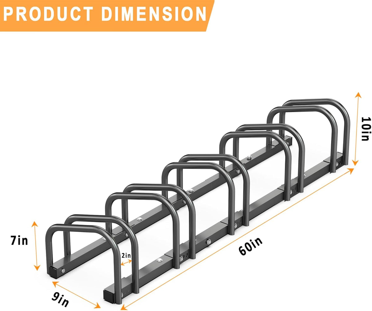 Ultrawall Bike Storage Rack for Garage, 5 Bikes Floor Bike Stand, Bicycle Parking Holder Stand for Indoor/Outdoor, Fit 22-28" Wheel Tire Width 2.1"