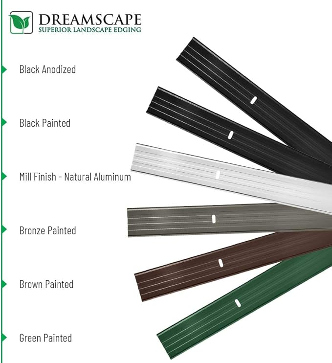 Dreamscape E-Z Edge Aluminum Landscape Edging - 4 Strips, 6ft Each (24ft Total), Mill Finish (Natural Aluminum) - Professional Quality Landscaping Border, Metal Divider for Lawn, Garden, Flowerbed