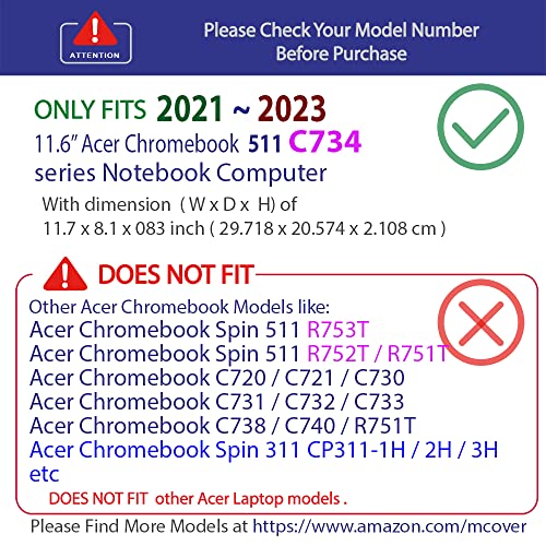 mCover Hard Case Only Compatible for 2021~2023 11.6" Acer Chromebook 511 C734 Series Traditional Clamshell Laptop Computers (NOT Compatible with Any Other Acer Models) - Aqua - color: Aqua