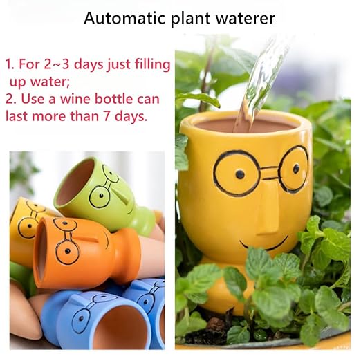 4 Pack Plant Watering Devices, Terracotta Watering Spikes, Vacation Self Watering Planter Insert, Automatic Plant Waterer for Indoor Outdoor Plants (Big Head)