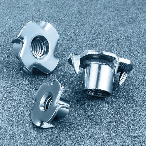 T-Nuts M4x8 (100 pcs), zinc Plated Steel, for Wood, Climbing Holds and cabinets - color: Zinc, size: M4