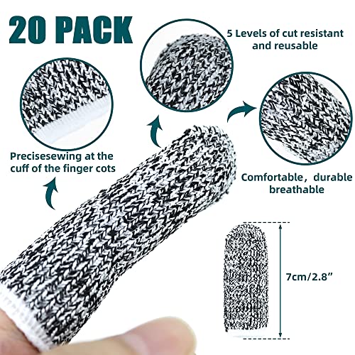 20 pcs Cut Resistant Cots Finger Protection Finger Sleeve Protectors, Glove Life Extender, Anti-Slip Finger Cots Anti-Cut Fingertips Thumb Guards for Work, Handicrafts, Kitchen, Sculpture Supplies - size: 20 Pack