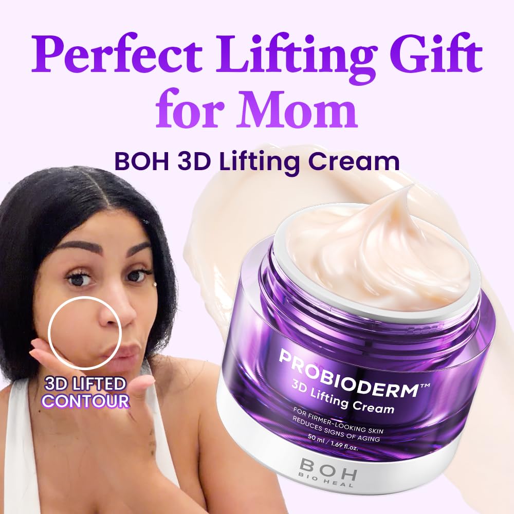 [Cardi B's Pick] BIO HEAL BOH Probioderm 3D Lifting Cream 1.69 fl oz - Advanced Korean Facial Night Cream with 17-Peptide Complex & Probioderm for Face & Neck, Butter-Rich Texture for Perfect Slugging