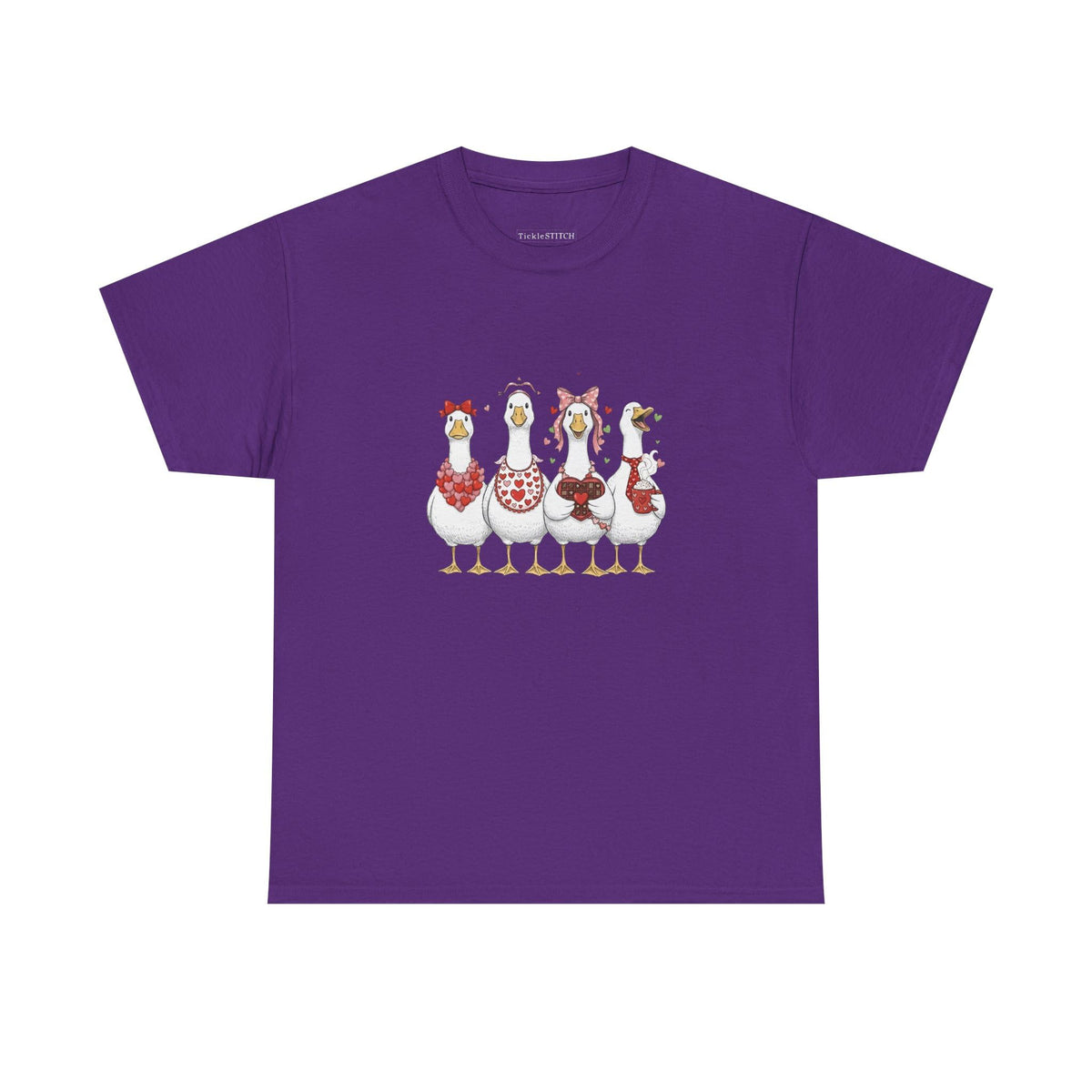 Tickle Stitch Silly Goose Valentine | Shirt Women Youth | Funny Red Hearts | Party We T-Shirt Purple