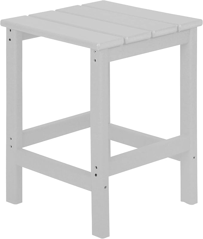 WO Home Furniture Adirondack Chairs Table Set of 3 PCS Outdoor Folding Chairs Side End Table Weather/UV Resistant for Lawn, Garden, Bon Fire, Balcony (White)