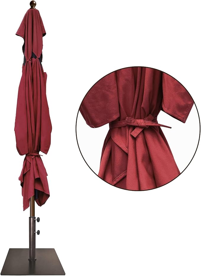 EliteShade USA 10-Year-Non-Fading 6.5x10Ft Rectangular Market Umbrella Patio Umbrella Outdoor Table Umbrella with Ventilation, Burgundy