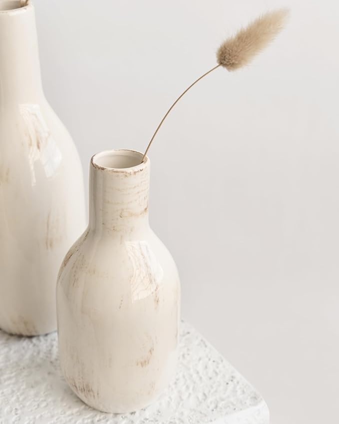 NOBULA White Ceramic Donut Vases – Modern Home Decor for Living Room, Bedroom & Table Centerpiece - Minimalist Nordic – Unique Vases for Olive Plant & Flowers – Decorative Coffee Table Vase Set of 3