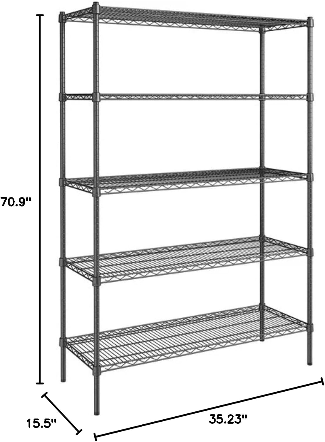 Black 5-Tier Metal Adjustable Freestanding Garage Storage Wire Shelving Unit (36 in. W x 72 in. H x 14in. D)
