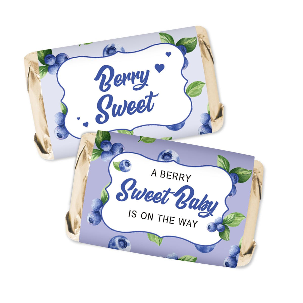Blueberry Berry Sweet Baby Mini Chocolate Bar Wrappers, Blueberry Candy Bar Labels, Berry Sweet Baby is On the Way Stickers for Chocolate, Fruit