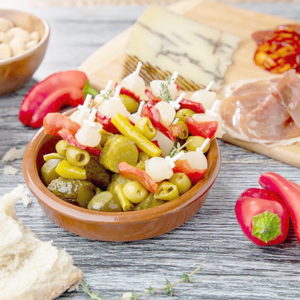 GROTAMINARDA | Spicy Pickled Skewers | 300 G Gourmet Spanish Antipasto Skewers with Olives Pickles & Peppers Mediterranean Tapas 10.6 oz (10.6 oz (2