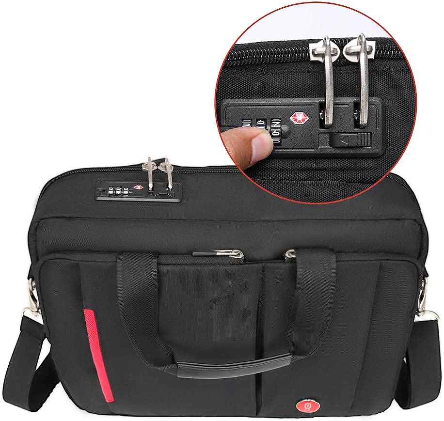 Omnpak 15.6" Laptop Briefcase with Combination Lock Anti Theft Notary Bag | Locking Laptop Bag, Water-Repellent, Shoulder Messenger Bag Satchel Notary Public Work Bag for Men Business Office - size: 15.6 inch