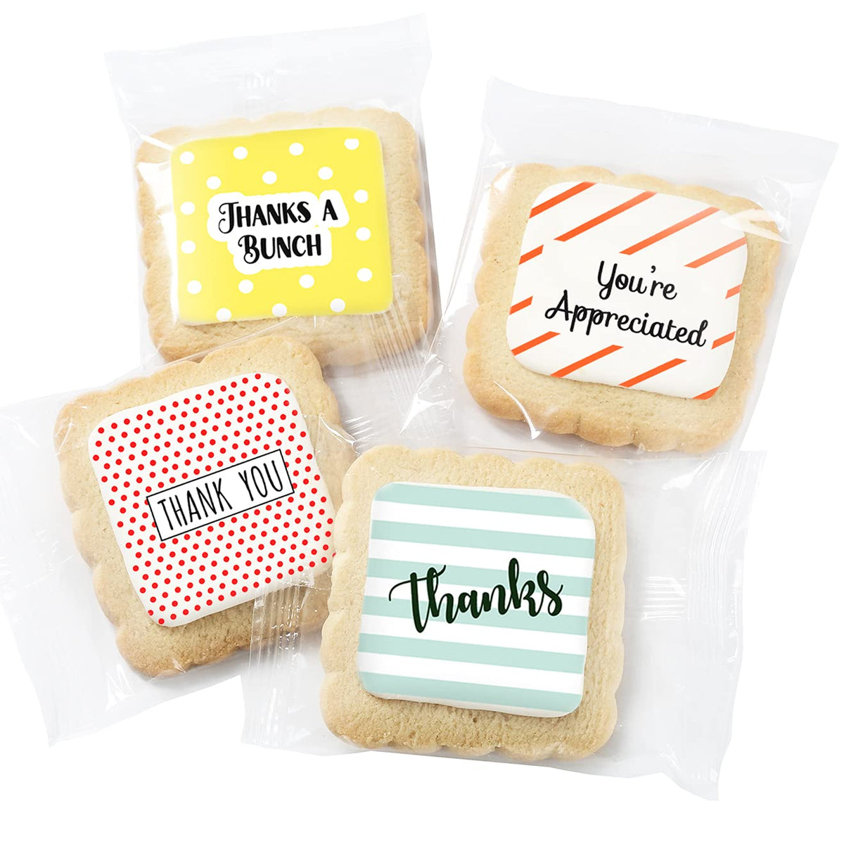 Thank You Cookies Party Favors Bulk Individually Wrapped Sugar Cookies 24 Pack Gift Basket Decorated Cookie Nut-Free