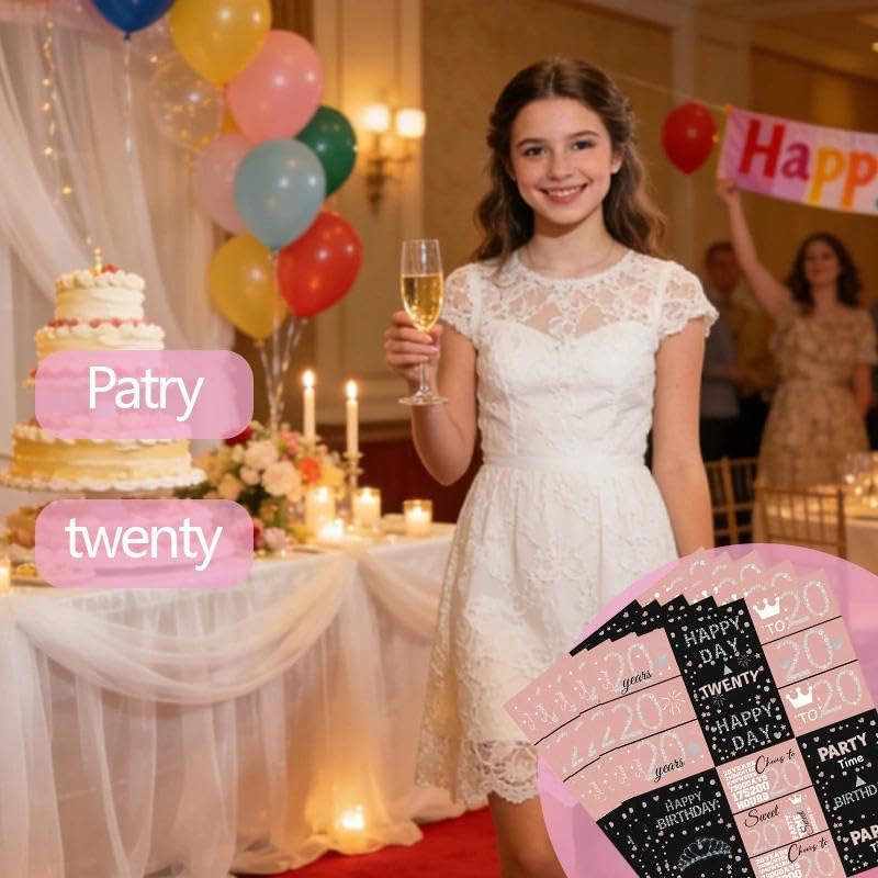 20th Birthday Chocolate Bar Stickers Happy Bday Party Candy Snack Labels Wrappers Cheer to 20 Years Parties Favors Decorations 20 Year Old Gifts
