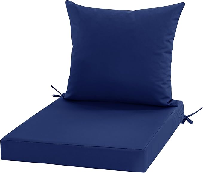 Outdoor Cushions for Patio Furniture, Waterproof Outdoor Chair Cushion w/Fade-Resistant, Removable & Machine-Washable Cover, 22x22 Inch, Deep Seat Sofa/Couch Pad Replacement – Set of 1/2/4, Navy Blue