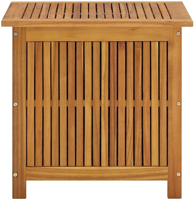 vidaXL Wooden Deck Box - Outdoor Teak Storage Chest, Ideal for Patio Furniture Cushions, Pool Accessories, Garden Tools - Water-Resistant Bag Inside - 23.6''x19.7''x22.8'', Solid Acacia Wood