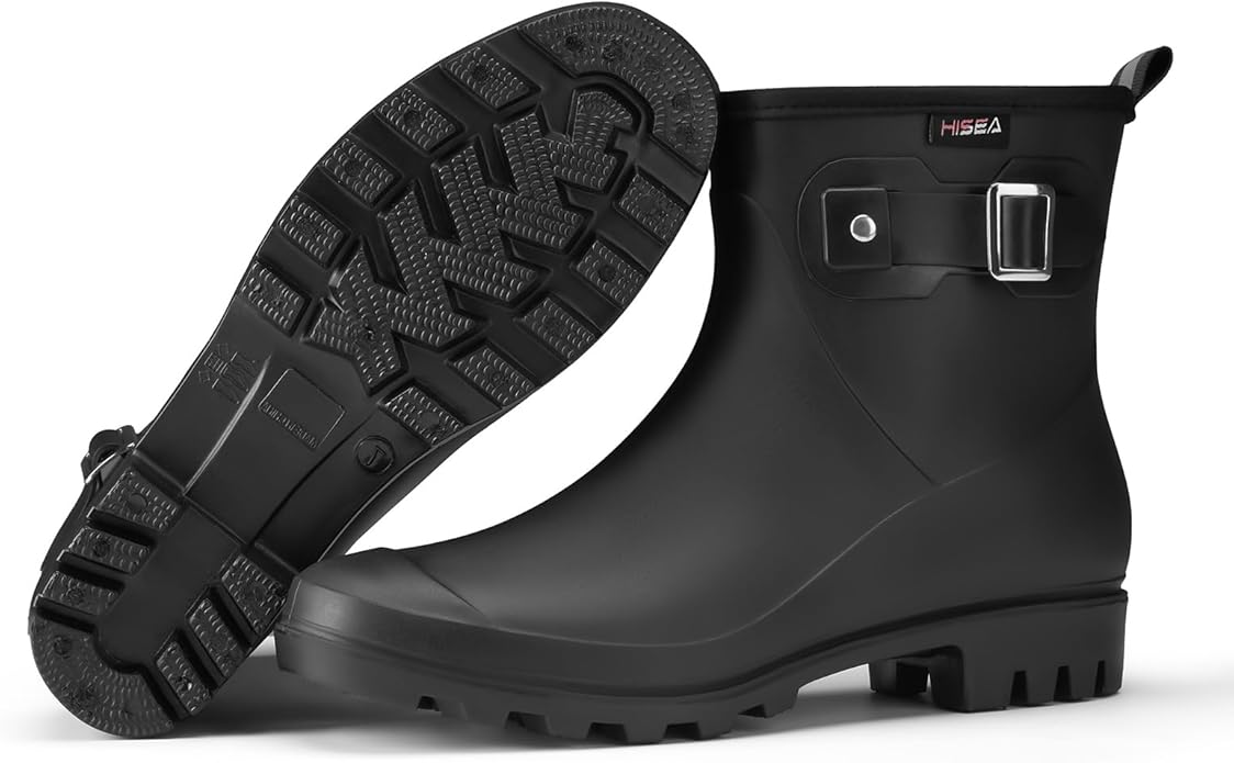 HISEA Women's Ankle Rain Boots Waterproof, Fashion Short Garden Shoes Anti-slip for Women with Comfortable Insole