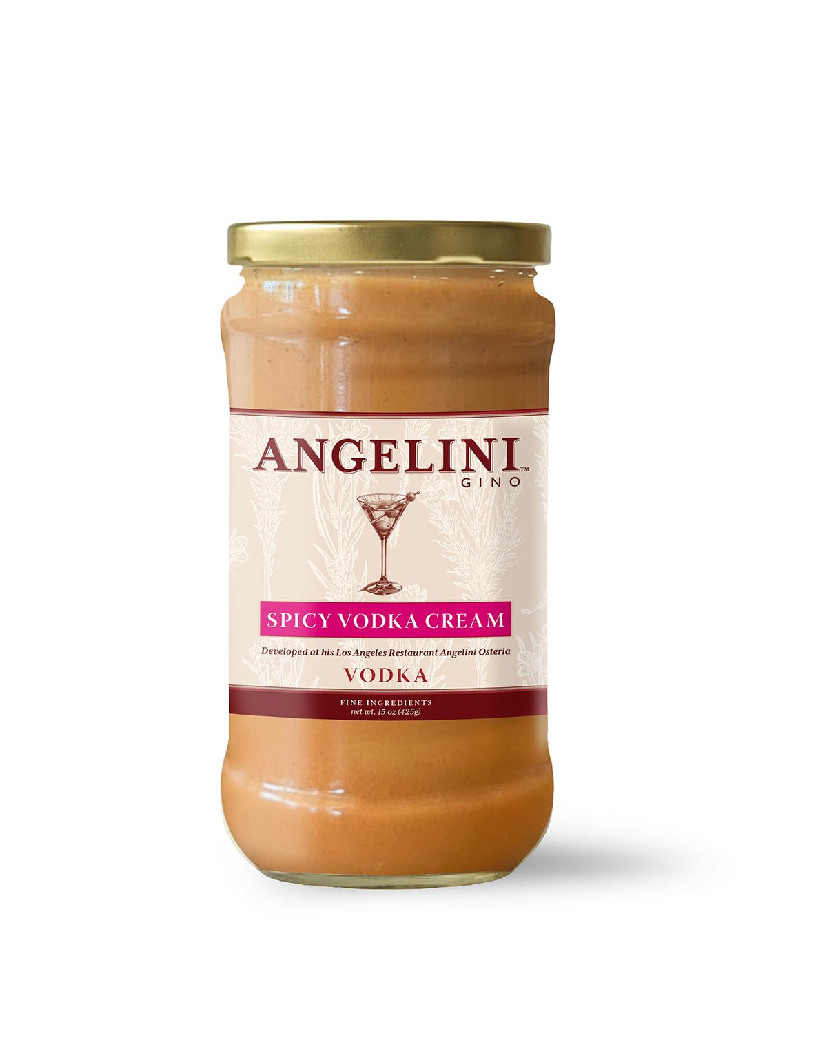 Gino Angelini Vodka Pasta Sauce | Spicy Creamy Blend of Tomatoes and Parmesan Cheese | Vegetarian, Gluten Free | 15 Fl Oz (Pack of 2)