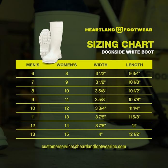 Heartland Dockside Waterproof Work Boots for Men and Women - Durable, Flexible PVC Boots for Marine Work with Easy On/Off, Slip-Resistant Outsoles